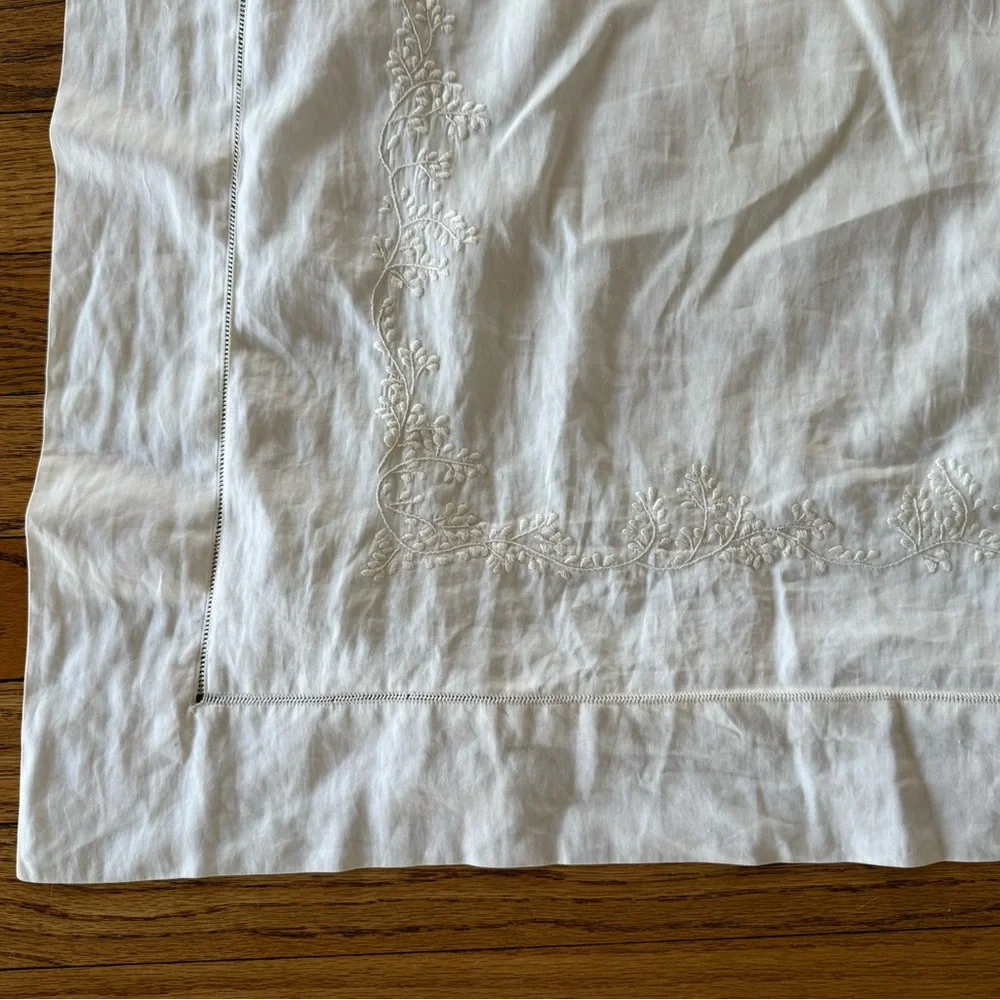 Sferra Euro Continental Sham 32x32 White Egyptian Cotton Hand Embroidered